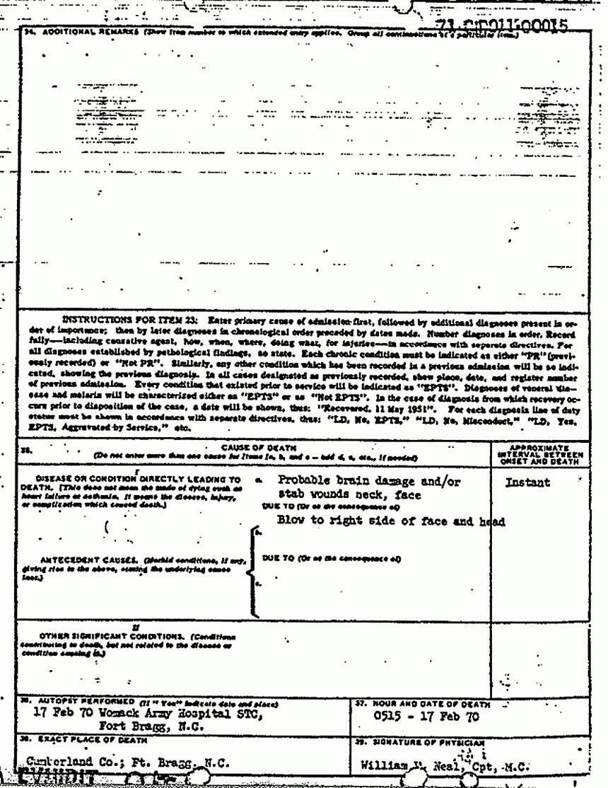 Death certificate and autopsy report of Kimberley MacDonald, p. 11 of 13