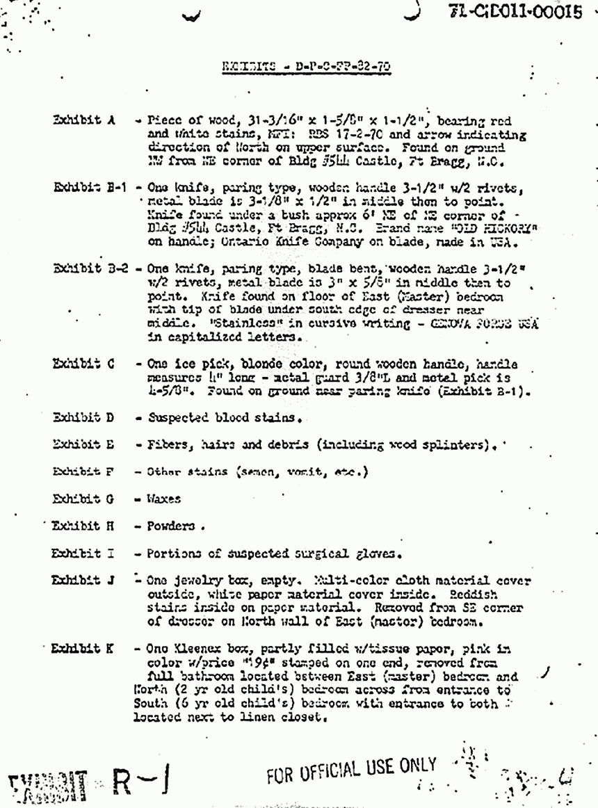 April 6, 1970: Explanation of Exhibit Designation for Exhibits Processed by Chemistry Division, p. 3 of 4