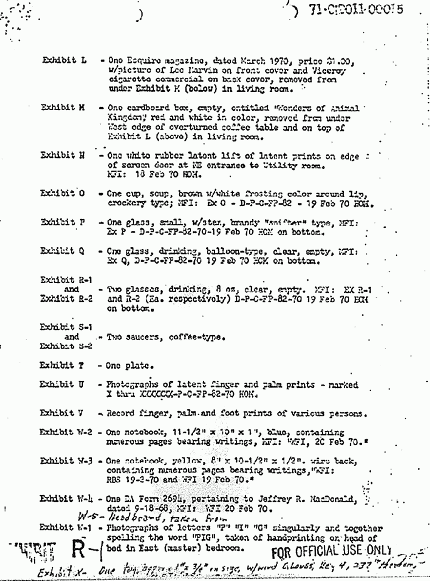 April 6, 1970: Explanation of Exhibit Designation for Exhibits Processed by Chemistry Division, p. 4 of 4
