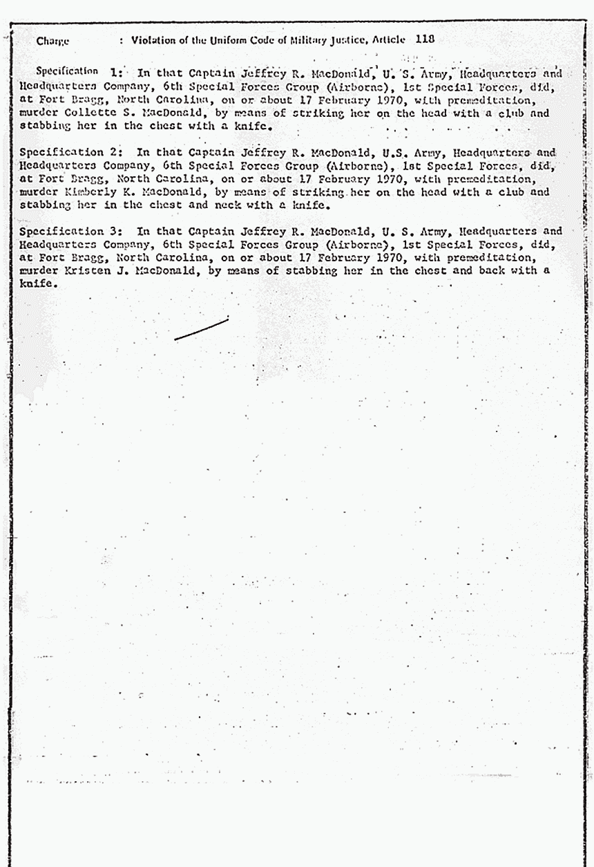 May 1, 1970: Jeffrey MacDonald's Charge Sheet (DD Form 458), p. 2 of 4