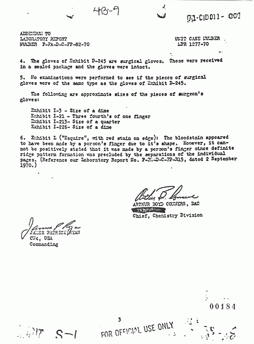 September 4, 1970: USACIL Report P-FA-D-C-FP-82-70 (Addendum), p. 3 of 3