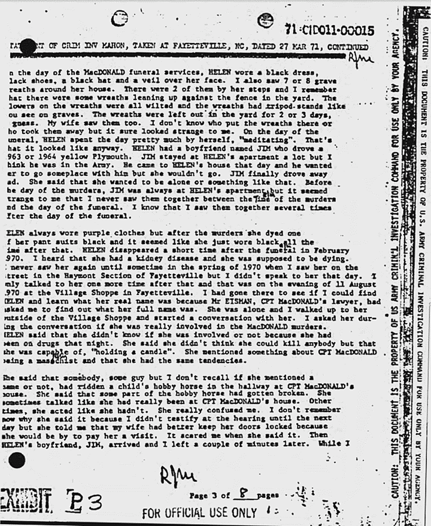 March 27, 1971: Statement of Richard Mahon re: interview of William Posey, p. 3 of 8
