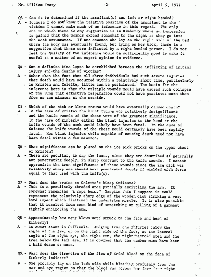 April 5, 1971: Letter from Dr. Russell Fisher to William Ivory re: clarifications, p. 2 of 5