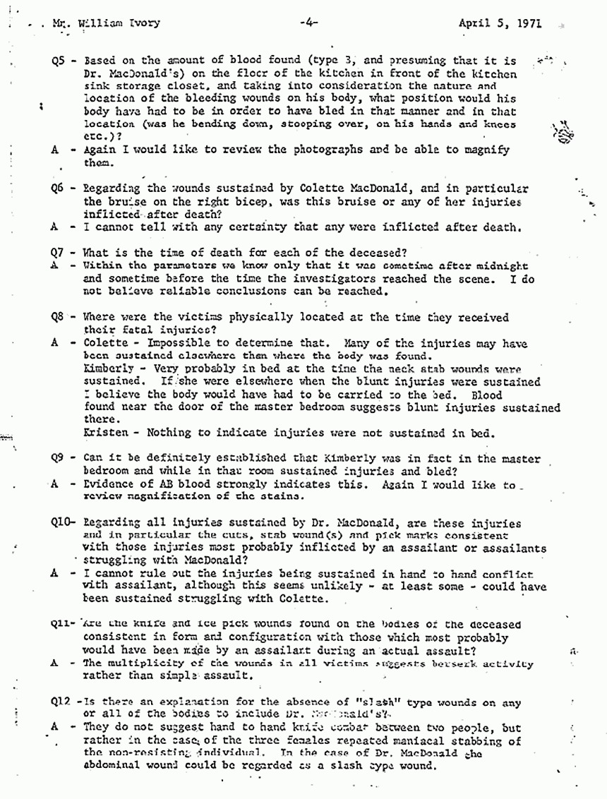 April 5, 1971: Letter from Dr. Russell Fisher to William Ivory re: clarifications, p. 4 of 5