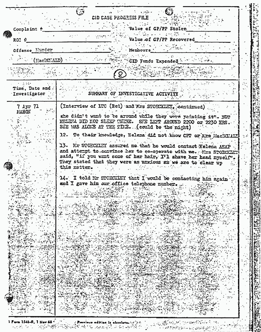 April 7, 1971: Case Progress File re: contacting Mr. and Mrs. Clarence Stoeckley, p. 4 of 4