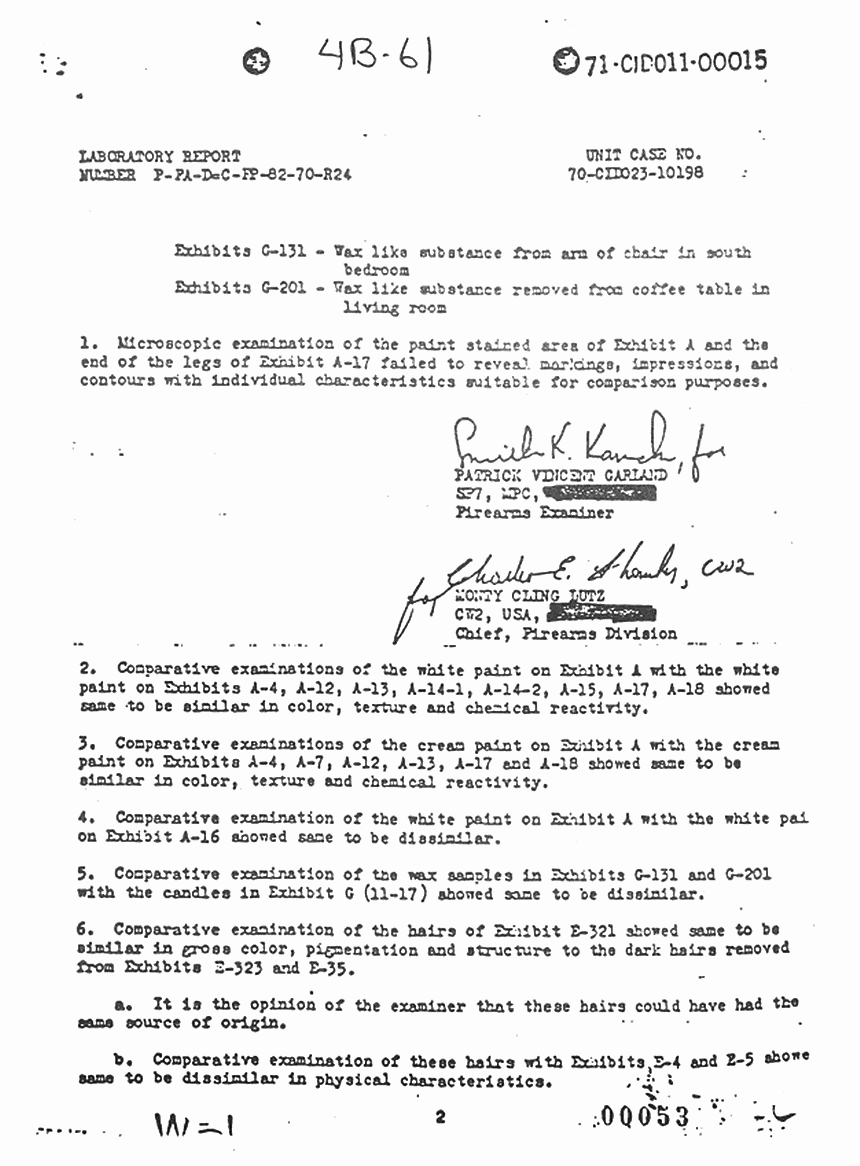 April 20, 1971: USACIL Report P-FA-D-C-FP-82-70-R24, p. 2 of 4