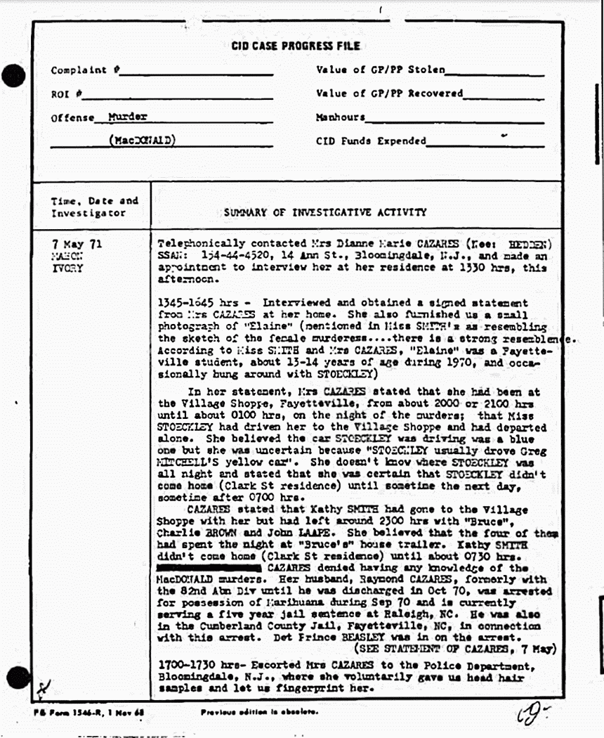 May 7, 1971: Case Progress File