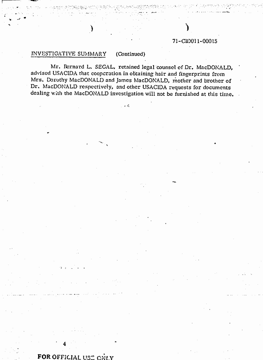 Circa May 25, 1971: CID Investigation Report excerpt: April 13, 1971 - May 25, 1971, p. 2 of 4