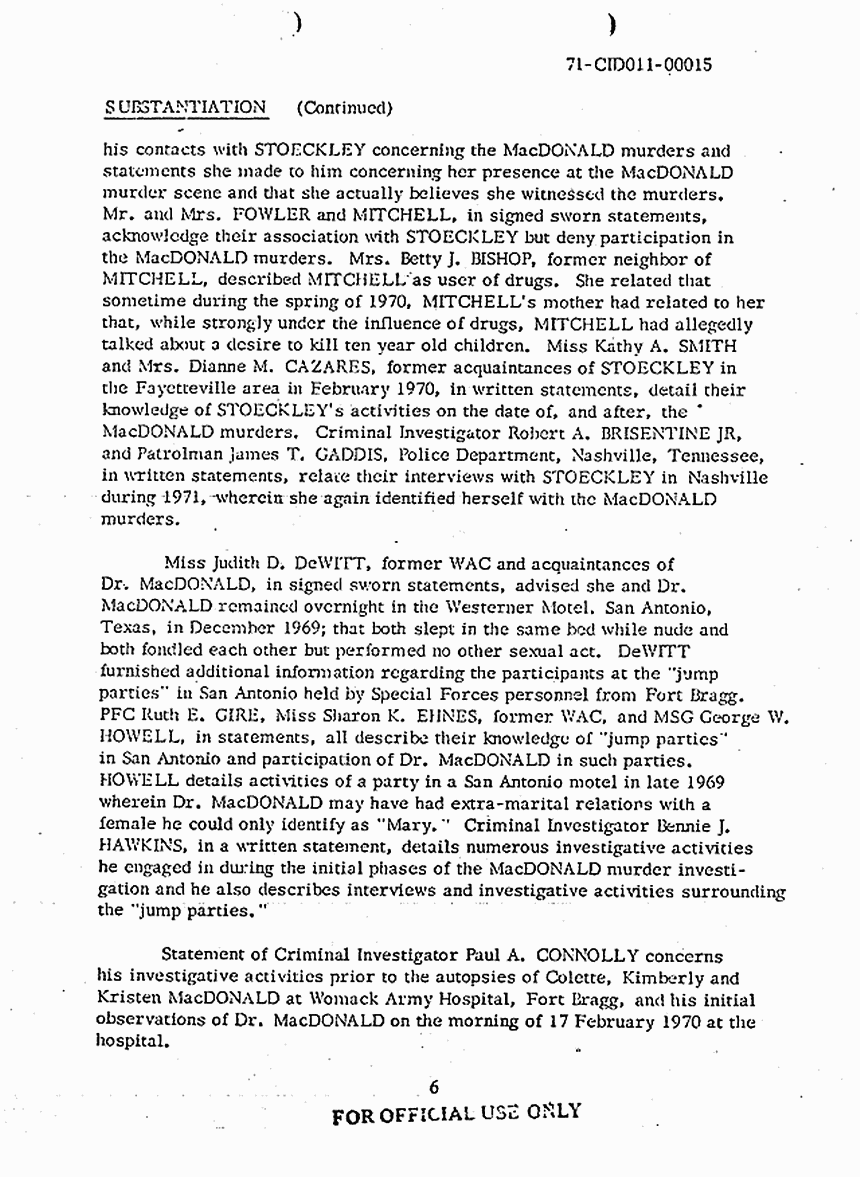 Circa May 25, 1971: CID Investigation Report excerpt: April 13, 1971 - May 25, 1971, p. 4 of 4
