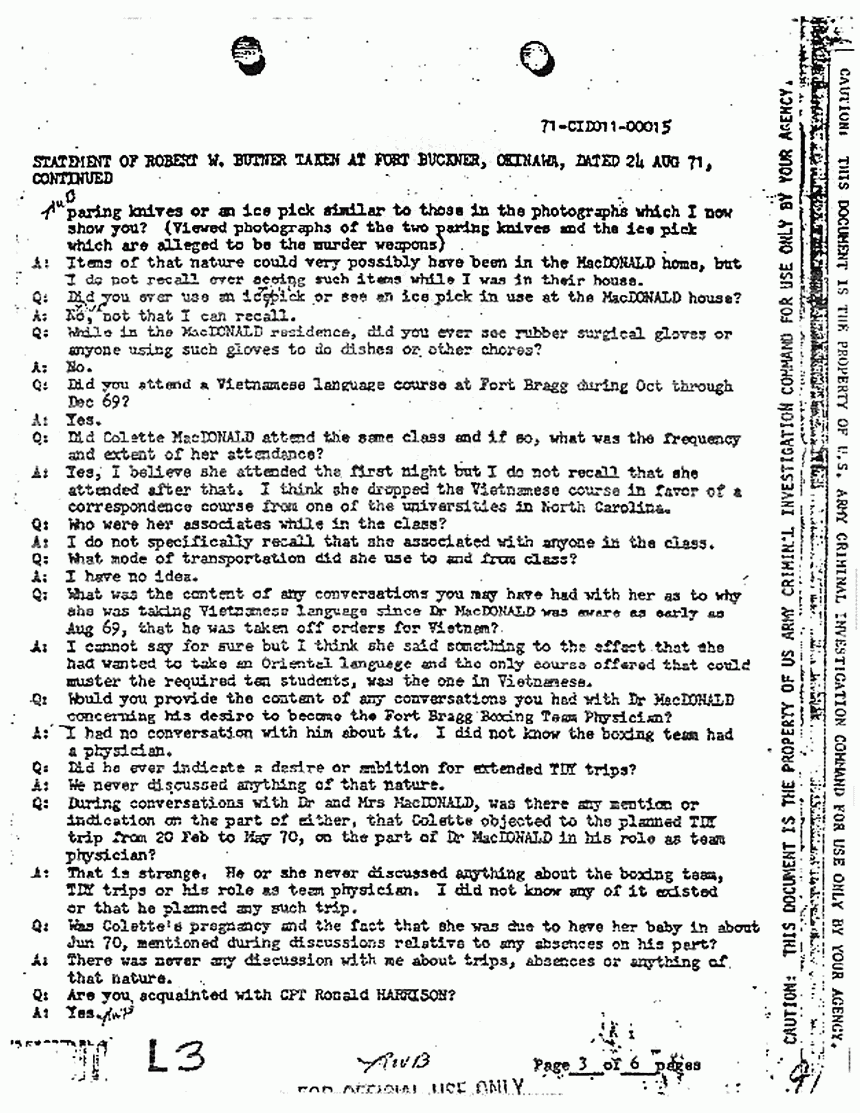August 24, 1971: Statement of Robert Butner, p. 3 of 6