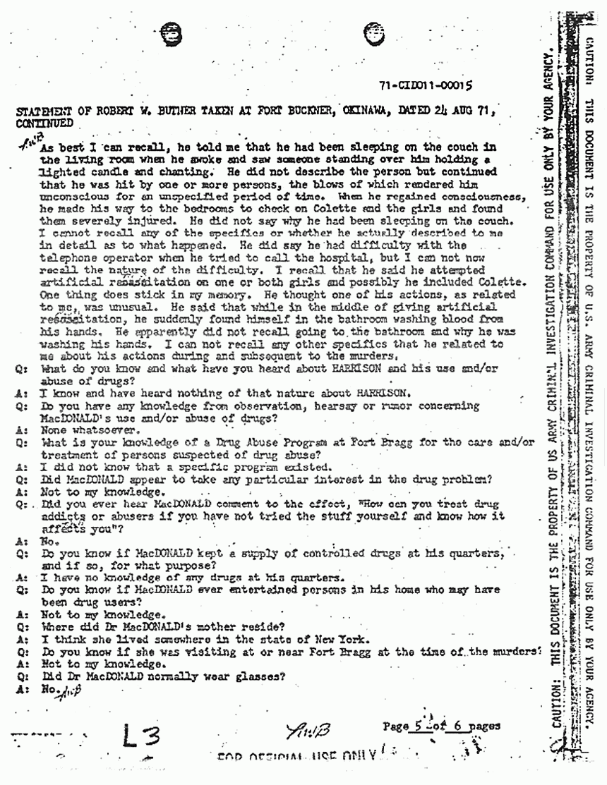August 24, 1971: Statement of Robert Butner, p. 5 of 6