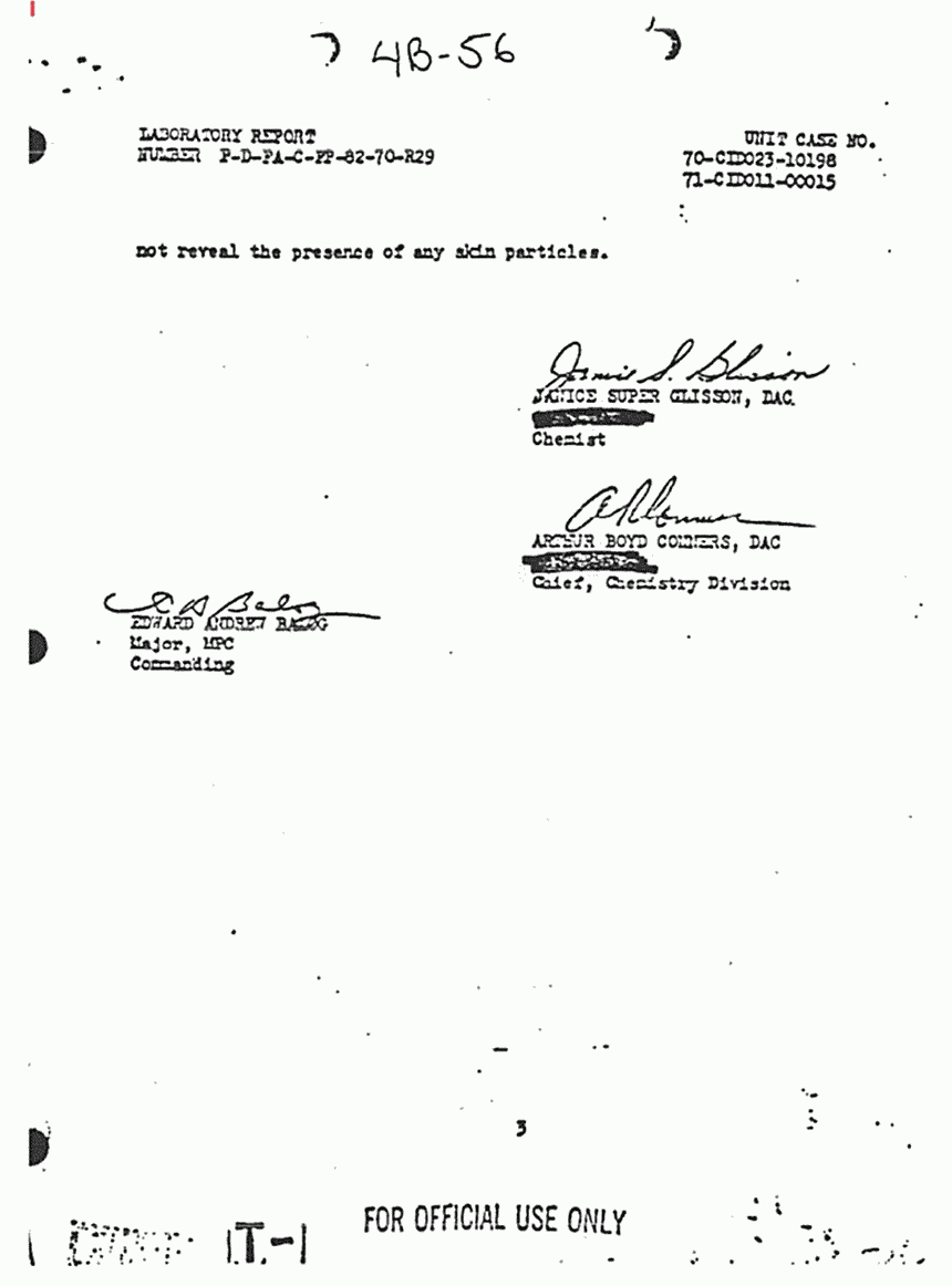 September 20, 1971: USACIL Report P-D-FA-C-FP-82-70-R29, p. 3 of 3