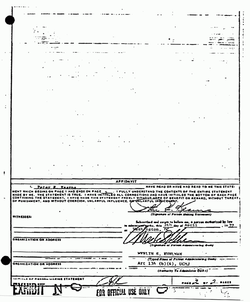 April 5, 1972: Statement of Peter Kearns re: fingerprints, p. 2 of 2