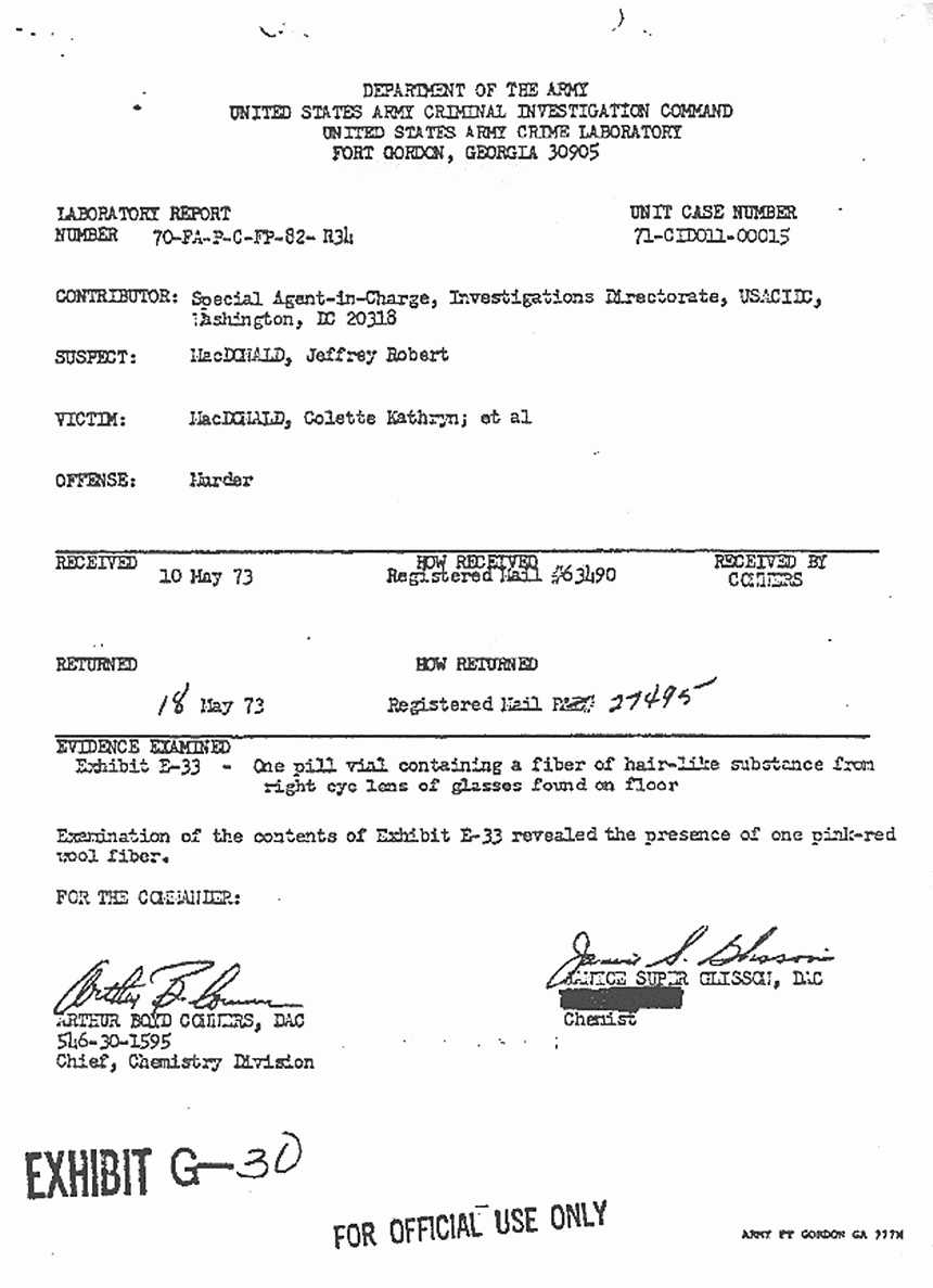 May 18, 1973: USACIL Report 70-FA-P-C-FP-82-R34