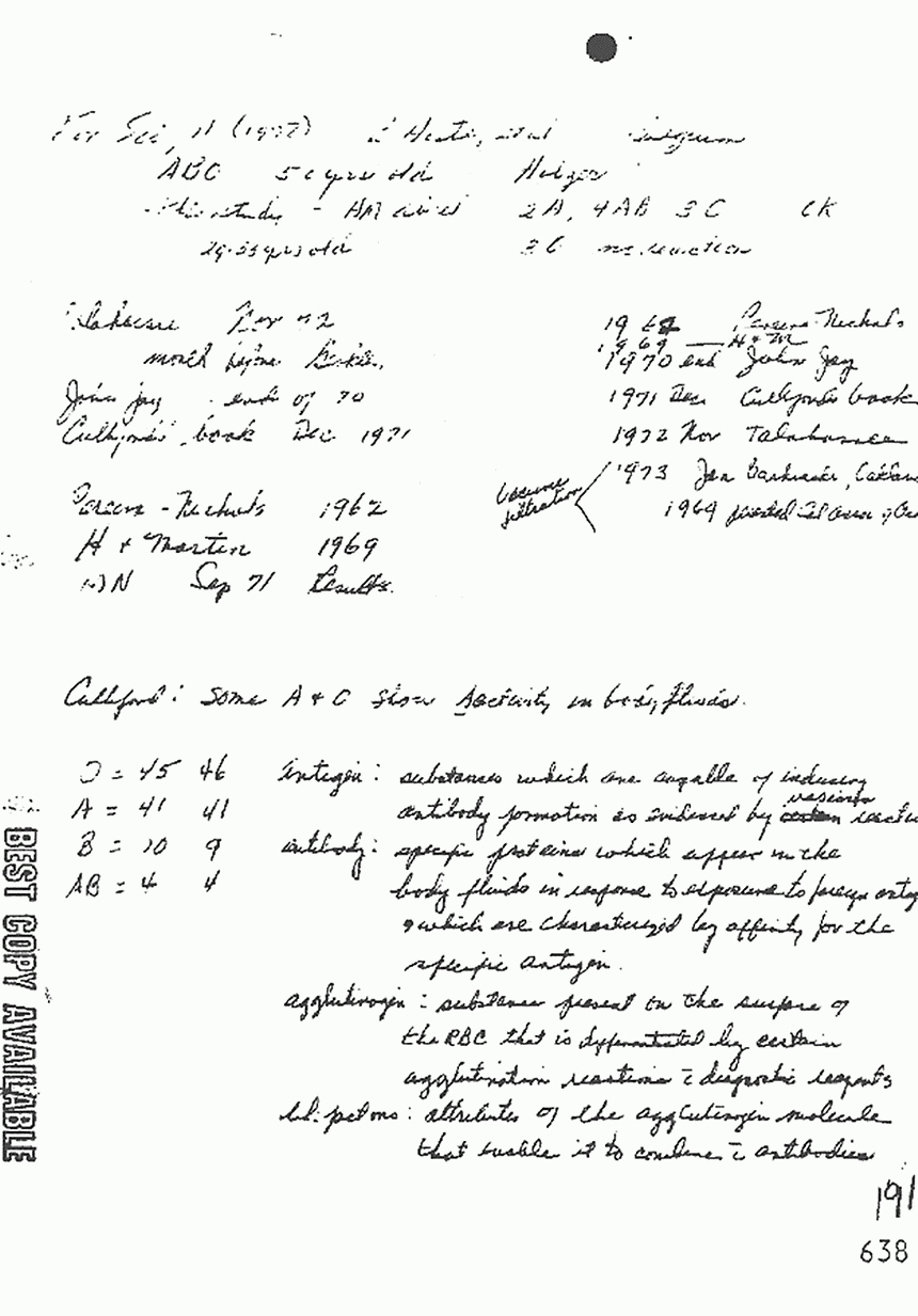 1973: Notes of Janice Glisson (CID), taken from chart sent to Washington, D.C., p. 4 of 5