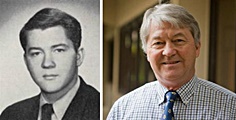 Jon M. Van Dyke, 1964 graduation (left) and in later years
