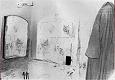 The bathroom where Jeffrey MacDonald claimed to have washed his hands after the murders. Spots of blood were found on the top edge of the bathtub, on the cloth toilet seat cover, on the toilet tank lid, on the wall above the sink, and on the sink itself.
