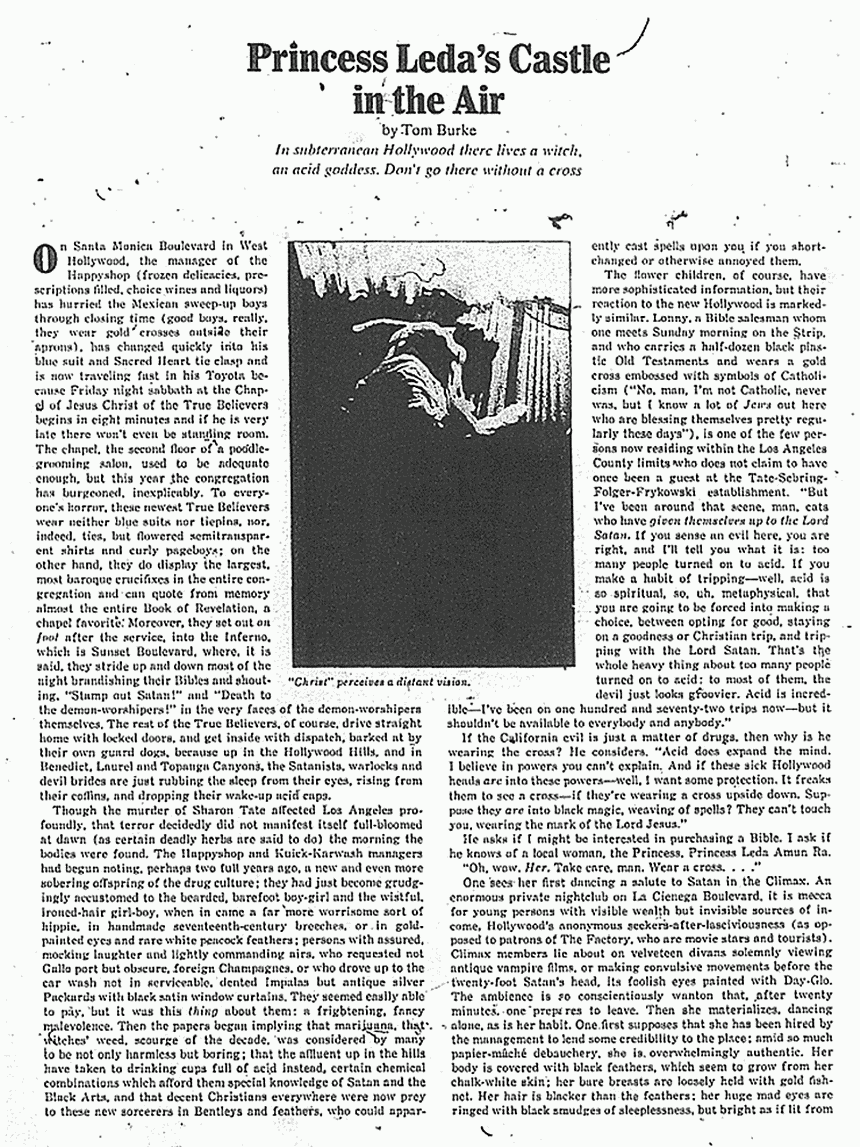 March 1970: Esquire magazine article: Princess Leda's Castle in the Air, p. 1 of 6