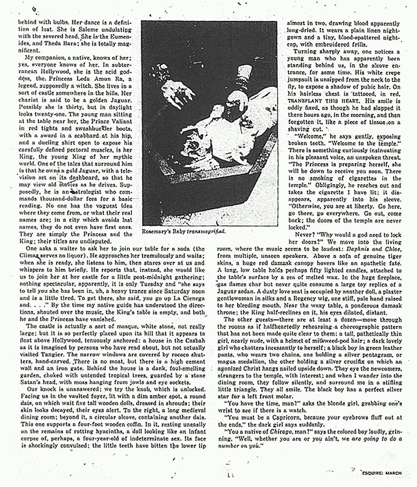 March 1970: Esquire magazine article: Princess Leda's Castle in the Air, p. 2 of 6