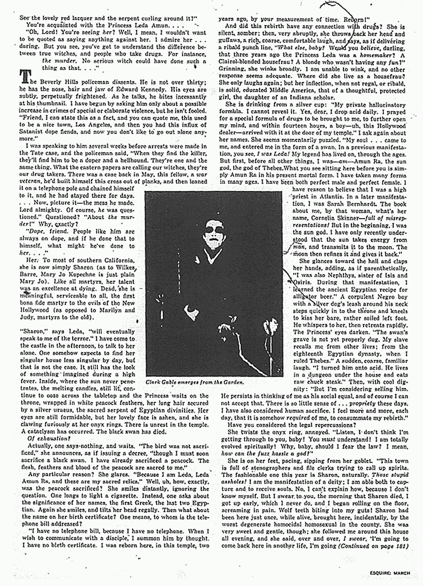 March 1970: Esquire magazine article: Princess Leda's Castle in the Air, p. 4 of 6