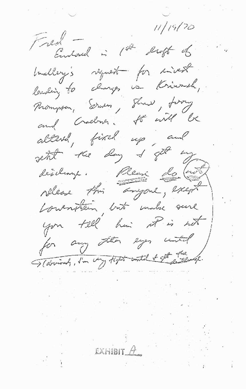 November 19, 1970: Letter from Jeffrey MacDonald to Freddy Kassab, p. 1 of 5