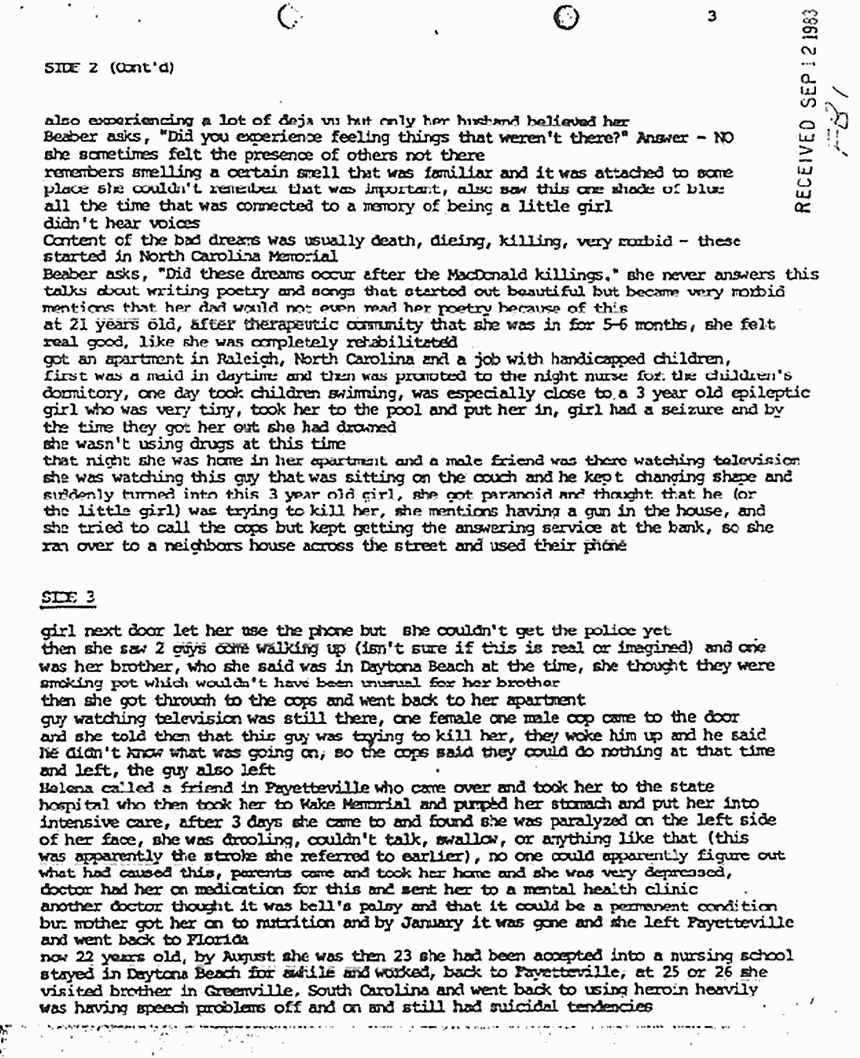 December 7, 1980: Interview of Helena Stoeckley by Dr. Rex Beaber, p. 3 of 10