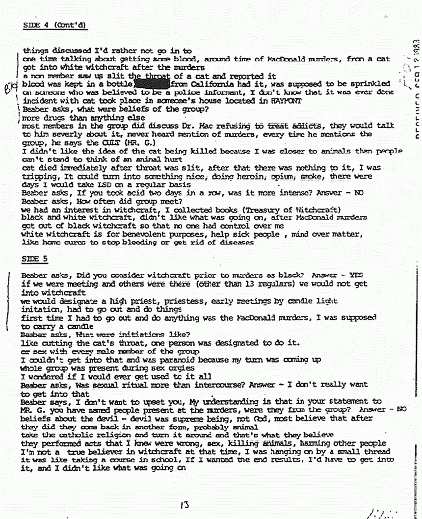 December 7, 1980: Interview of Helena Stoeckley by Dr. Rex Beaber, p. 6 of 10