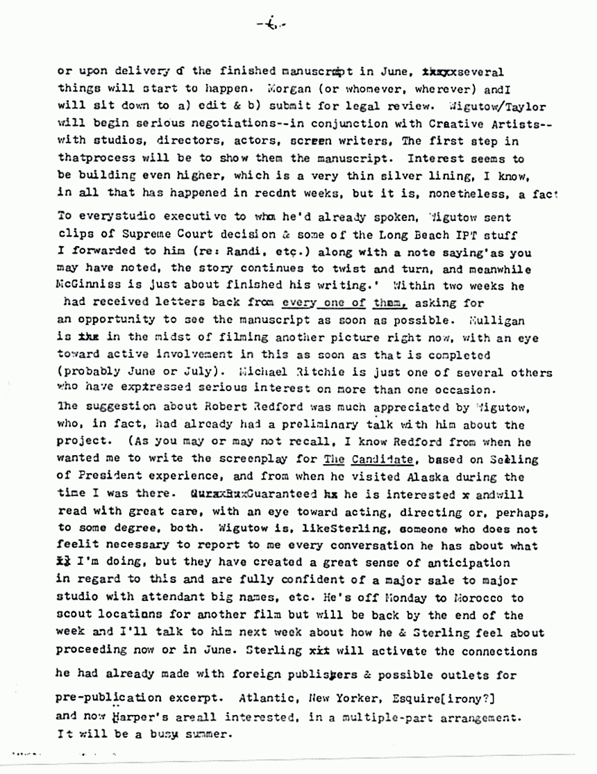 May 4, 1982: Letter from Joe McGinniss to Jeffrey MacDonald re: artistic control, p. 6 of 8
