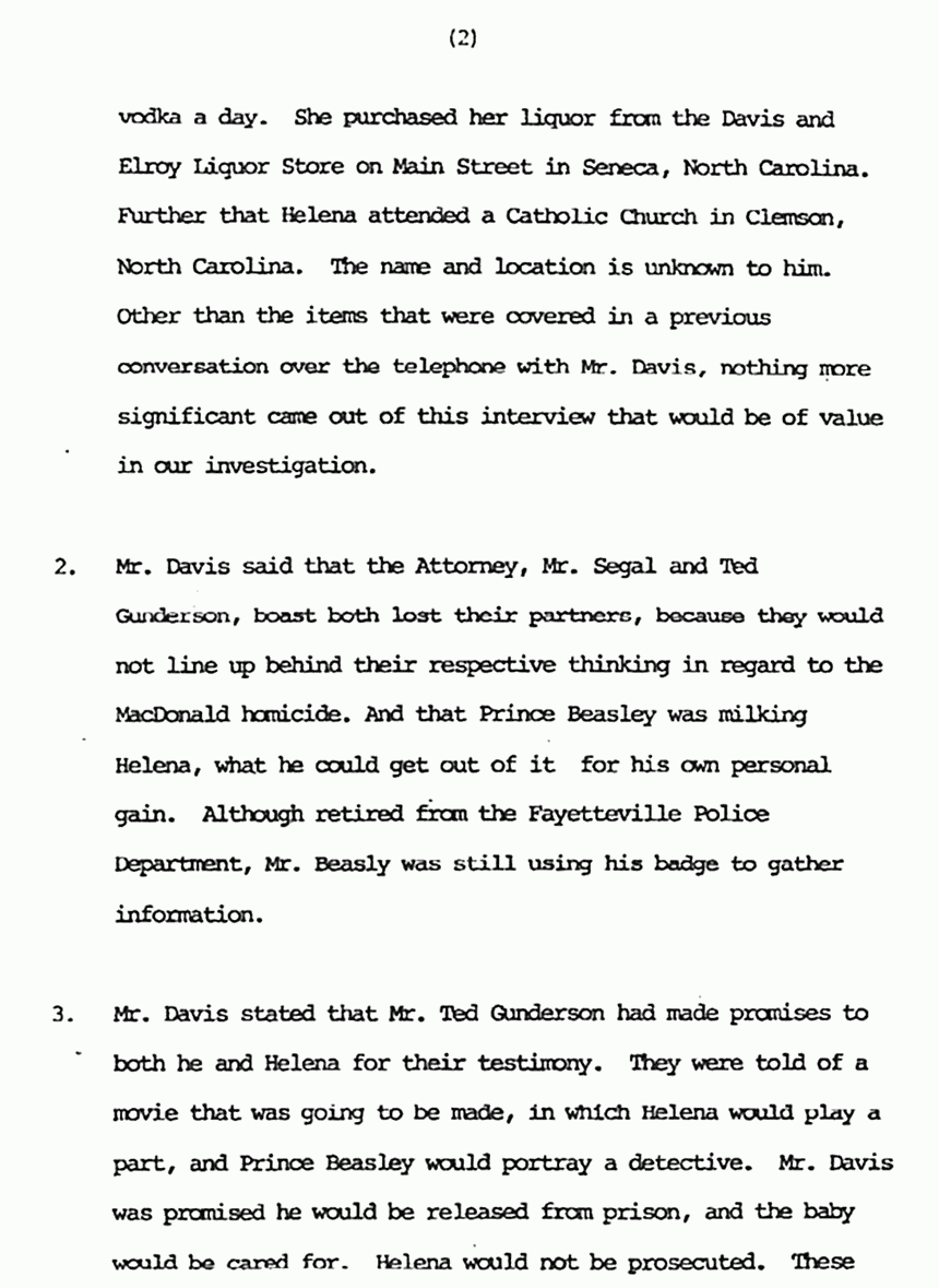January 24, 1983: Memo from Ray Shedlick re: Interview with Ernest Davis, p. 2 of 5