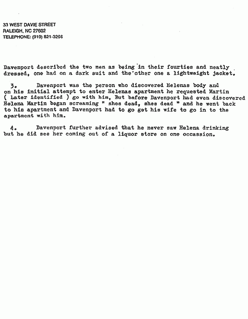 May 16, 1983: Memo from Raymond Couch re: Interview with Albert Davenport, p. 2 of 2