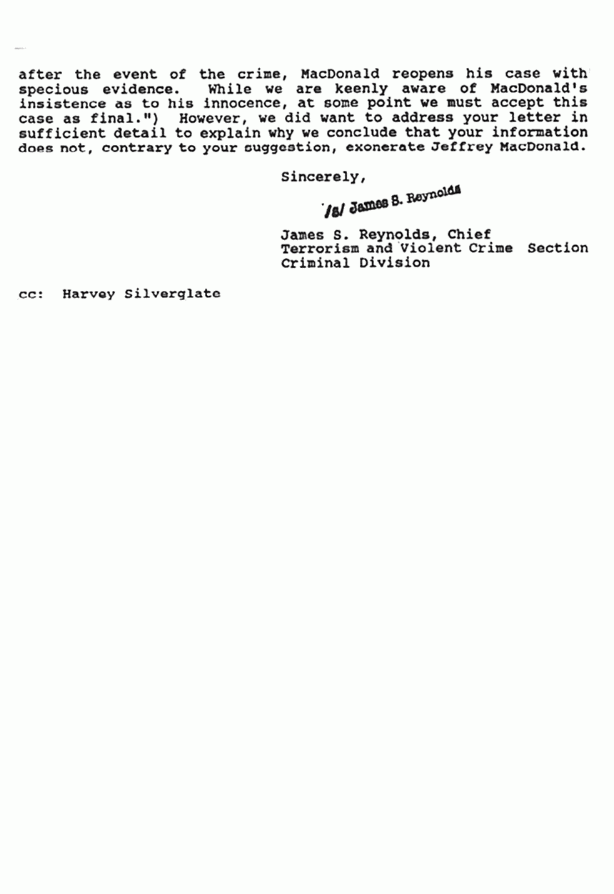 Circa October 1992: Letter from James Reynolds (DOJ) to Ted Landreth, re: suspect George, p. 5 of 5