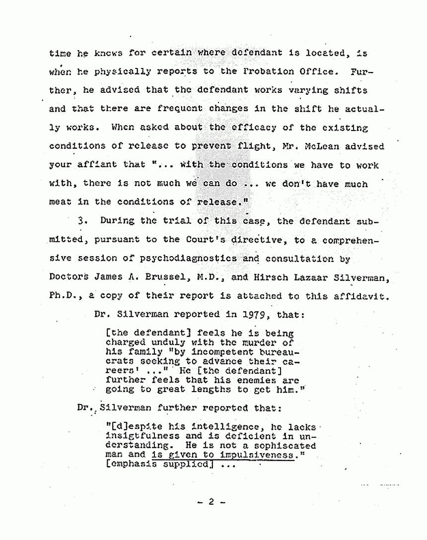 February 26, 1982: Affidavit of Brian Murtagh re: Revoking Jeffrey MacDonald's Bail, p. 2 of 4