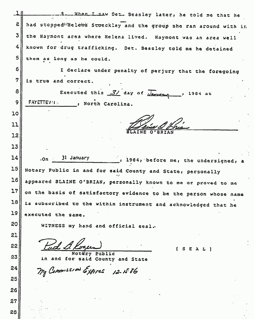 January 31, 1984: Declaration of Blaine O'Brian re: P. E. Beasley, p. 2 of 2