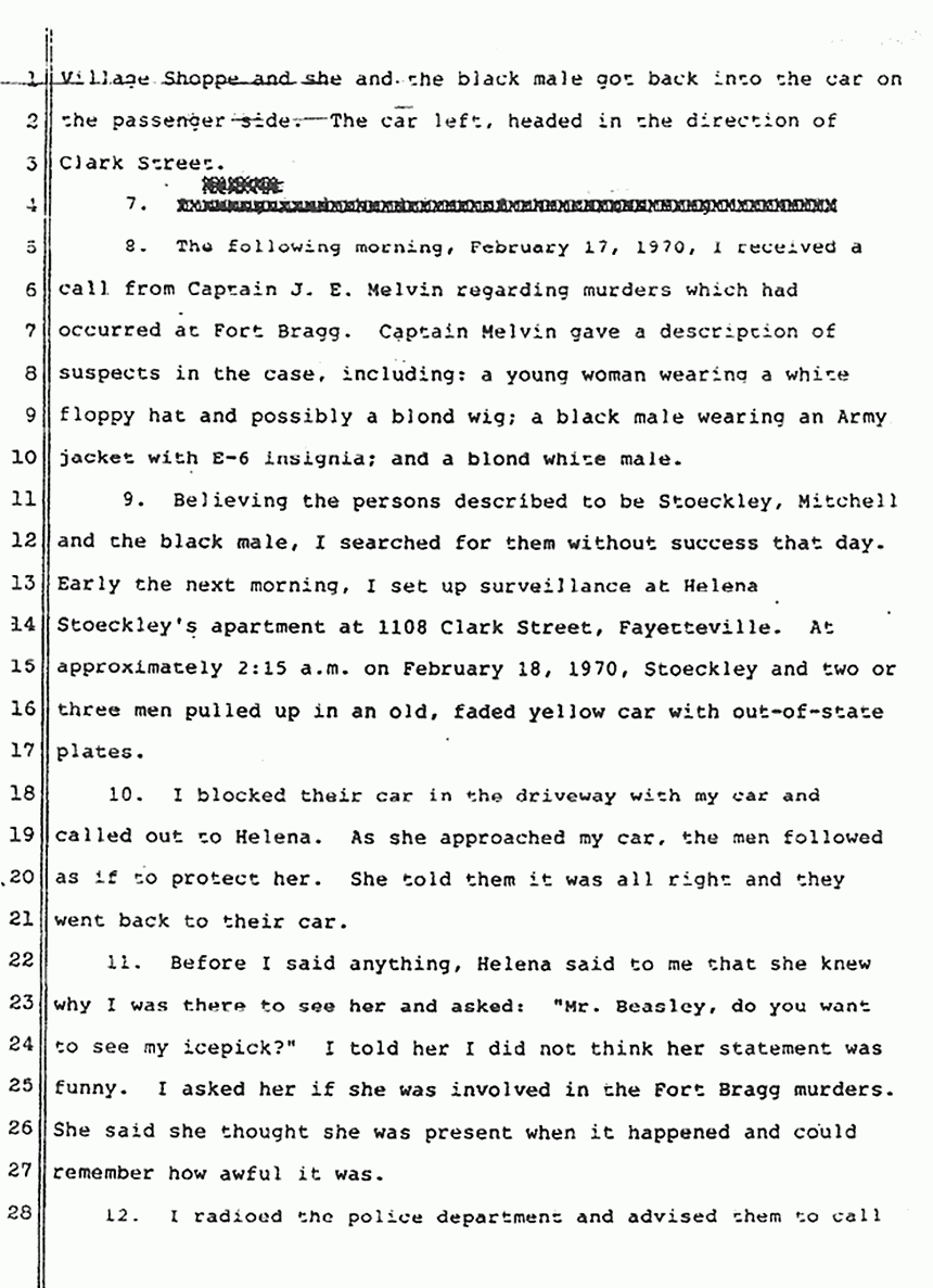 March 27, 1984: Declaration of Prince Beasley re: Helena Stoeckley and Other Possible Suspects, p. 2 of 6
