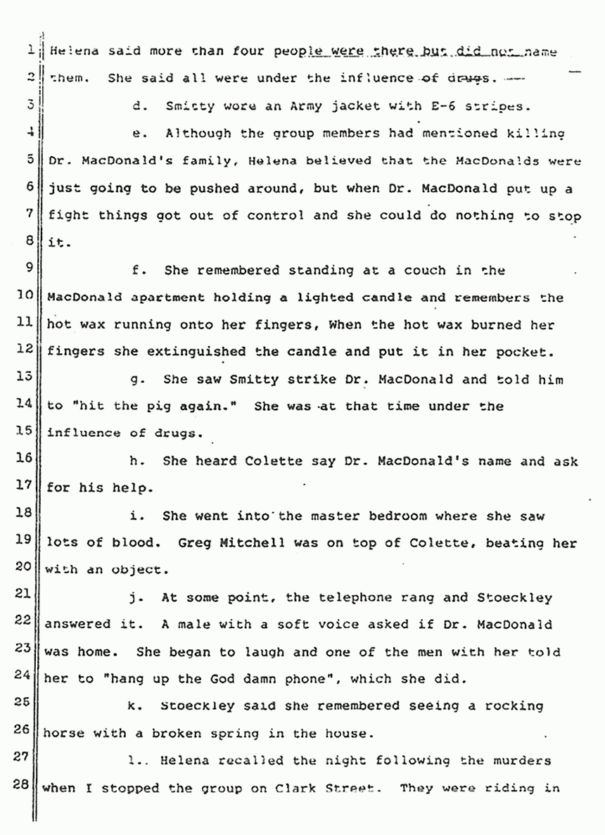 March 27, 1984: Declaration of Prince Beasley re: Helena Stoeckley and Other Possible Suspects, p. 4 of 6