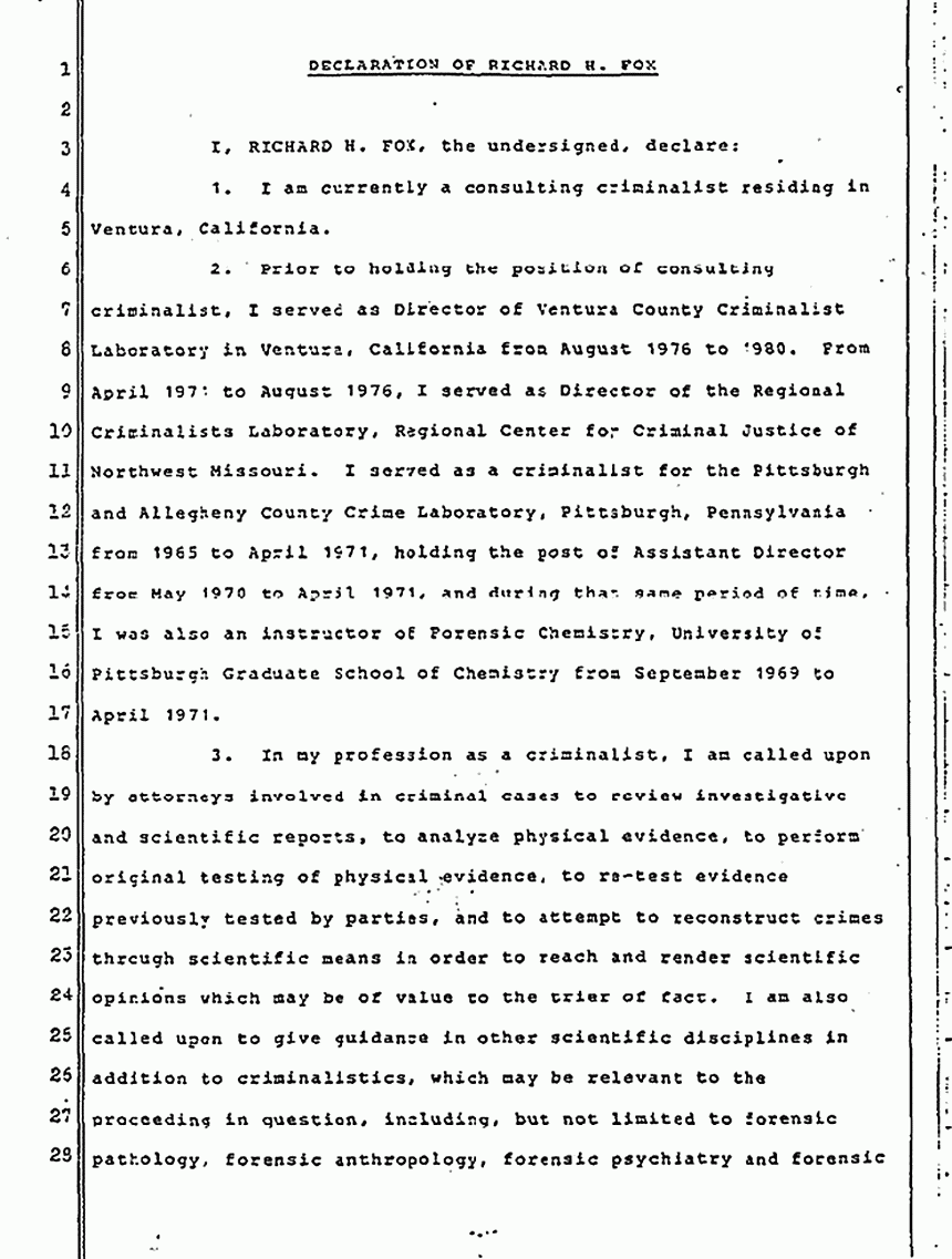 March 30, 1984: Declaration of Richard Fox, p. 1 of 8
