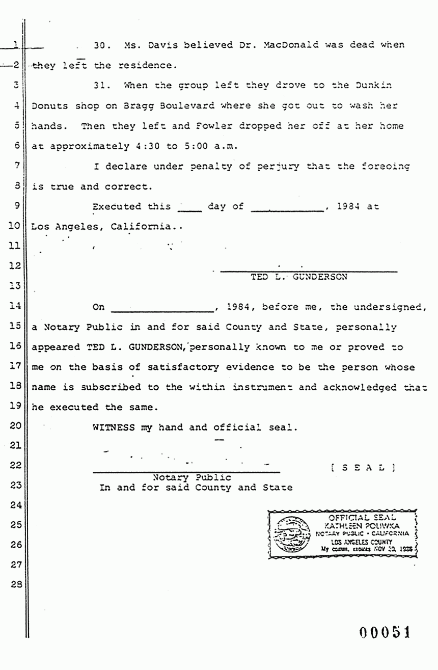 April 3, 1984: Unsigned Declaration of Ted Gunderson re: Helena Stoeckley, p. 6 of 6