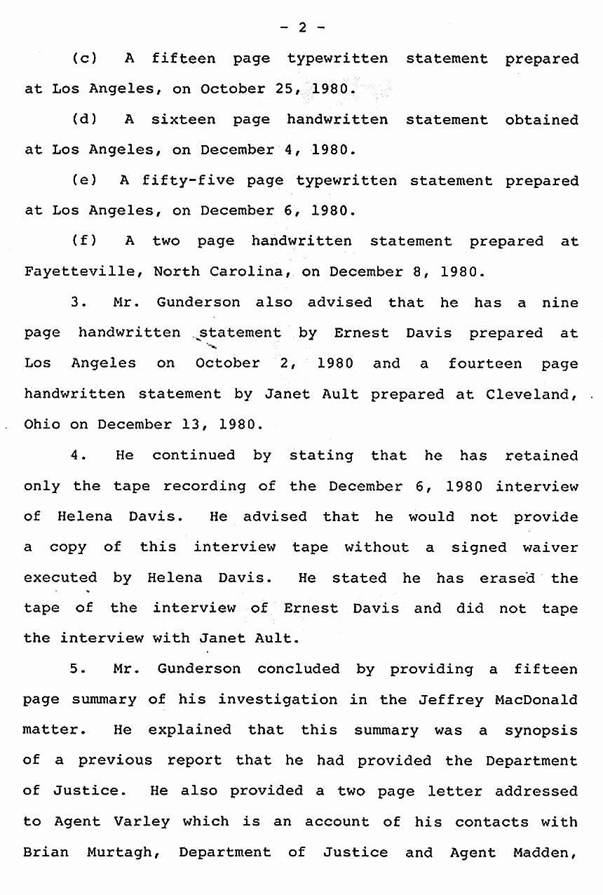 June 29, 1984: Affidavit of Joseph Varley (FBI) re: Ted Gunderson, p. 2 of 4