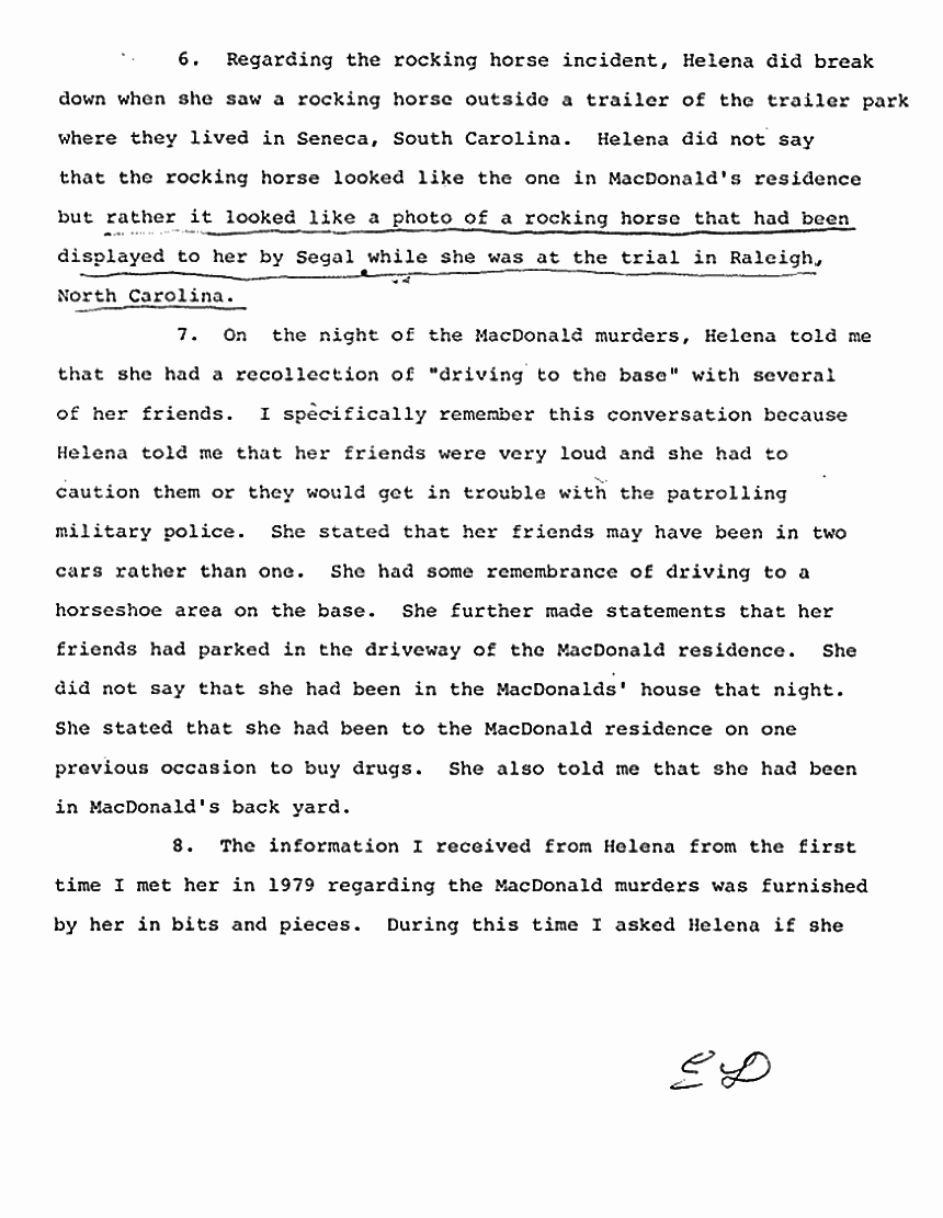 July 9, 1984: Affidavit #2 of Ernest Davis re: Ray Shedlick, Helena Stoeckley and Prince Beasley, p. 3 of 4