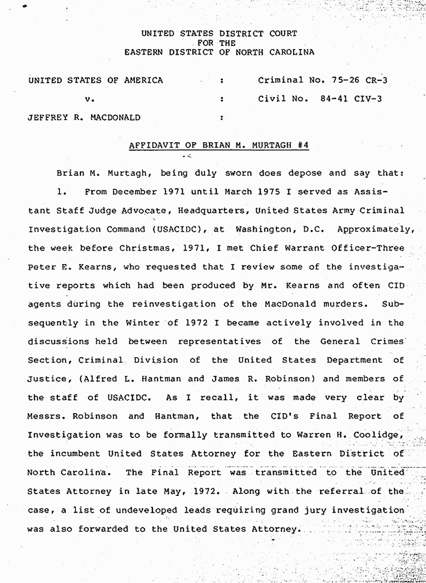 July 12, 1984: Affidavit #4 of Brian Murtagh re: Jimmie Proctor p. 1 of 3
