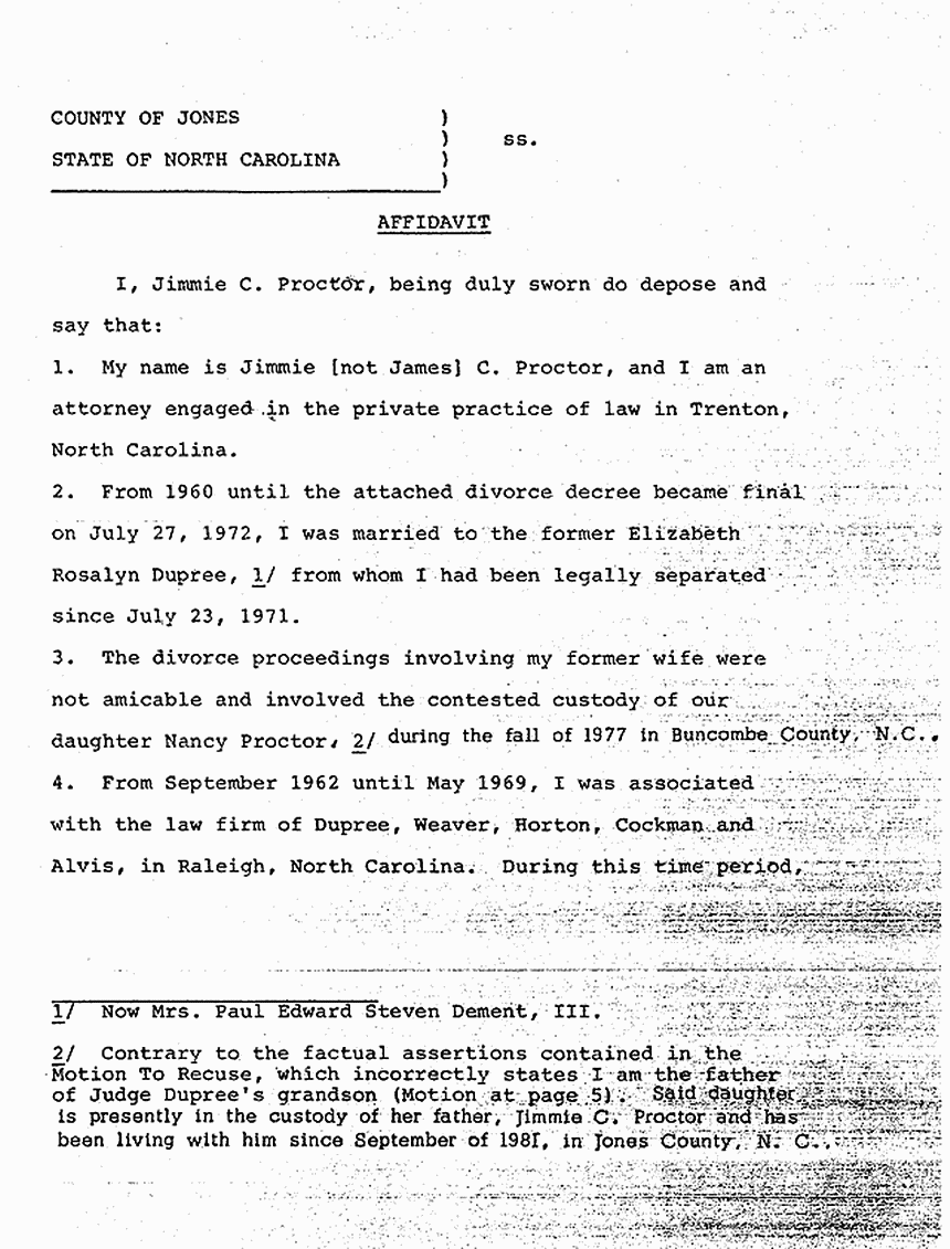 July 12, 1984: Affidavit of Jimmie Proctor, p. 1 of 4