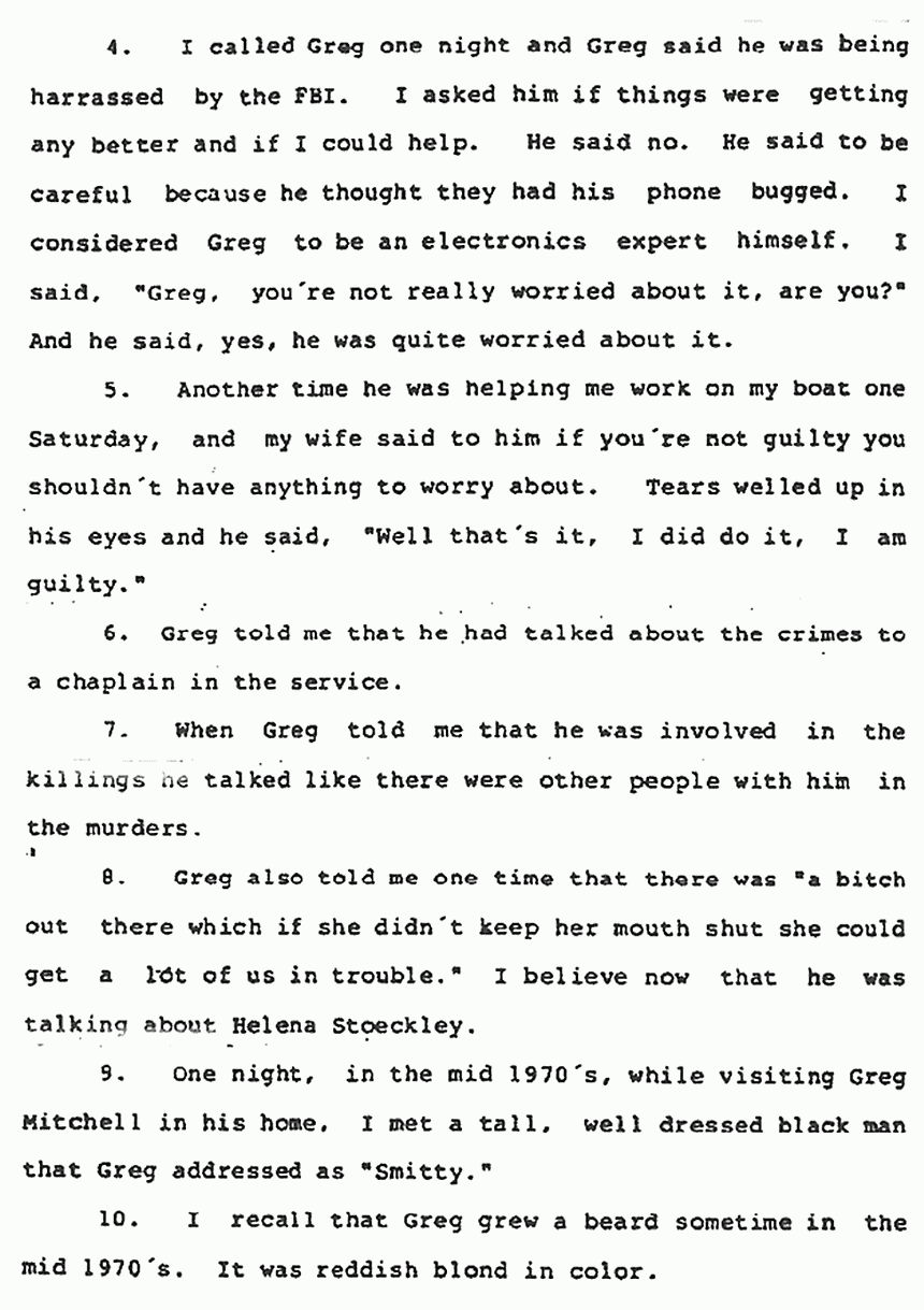 July 15, 1988: Declaration of Bryant Lane re: Greg Mitchell, p. 2 of 7
