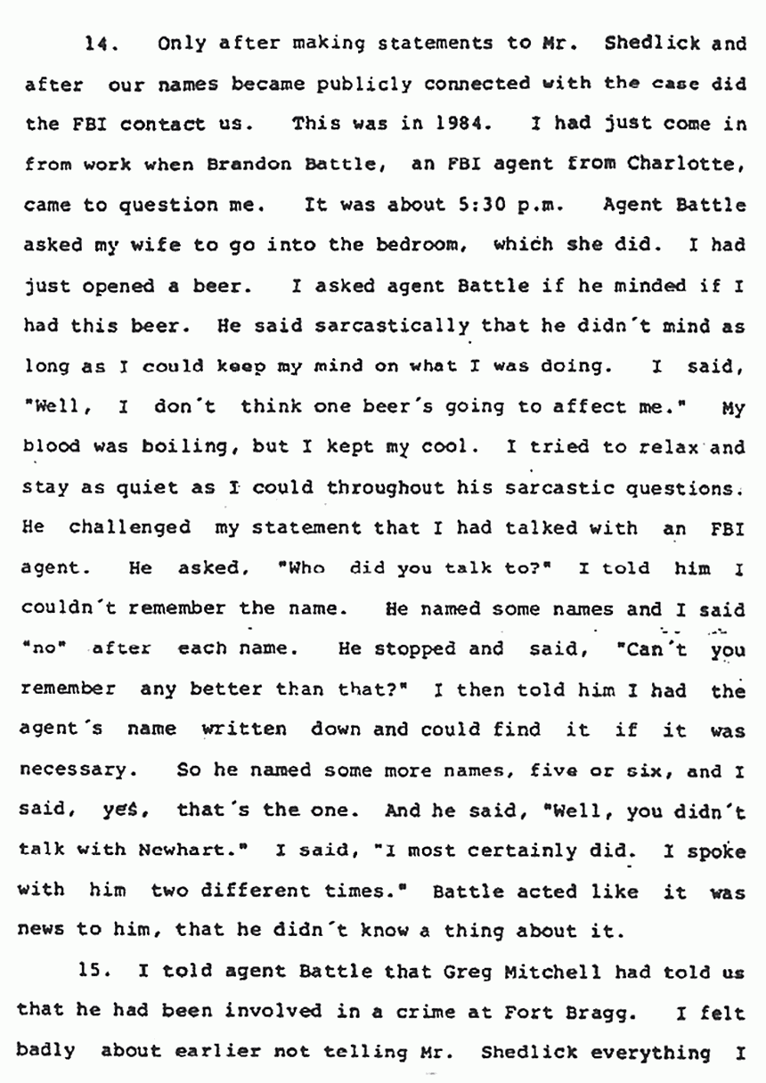 July 15, 1988: Declaration of Bryant Lane re: Greg Mitchell, p. 4 of 7