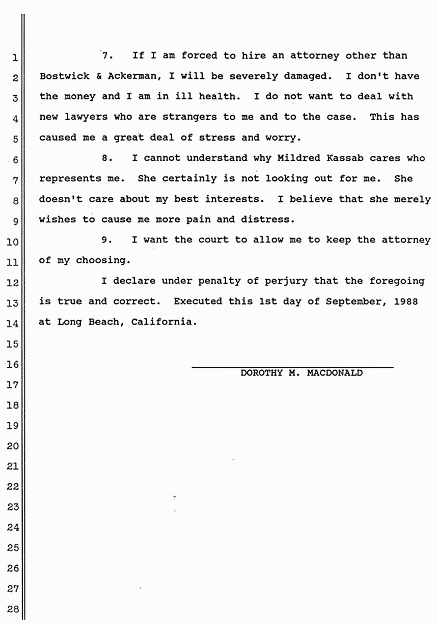 September 7, 1988: Unsigned Declaration of Dorothy MacDonald in Opposition to Motion to Disqualify Counsel, p. 3 of 3