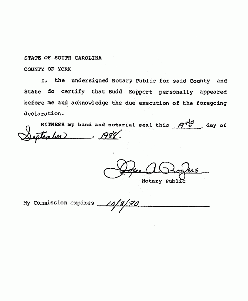 September 19, 1988: Declaration of Raymond Klein re: Jury Foreman David Hardison (U.S. vs. Jeffrey MacDonald, 1979) p. 3 of 3