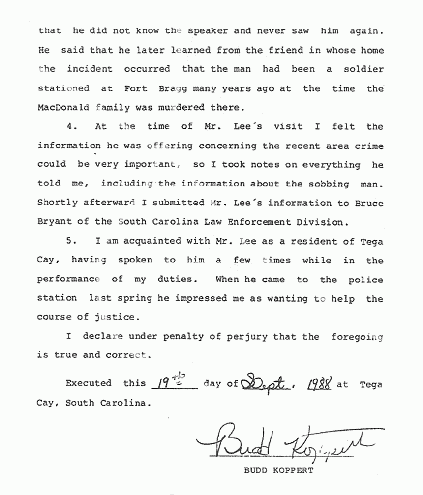 September 19, 1988: Declaration of Budd Koppert re: Greg Mitchell, p. 2 of 3