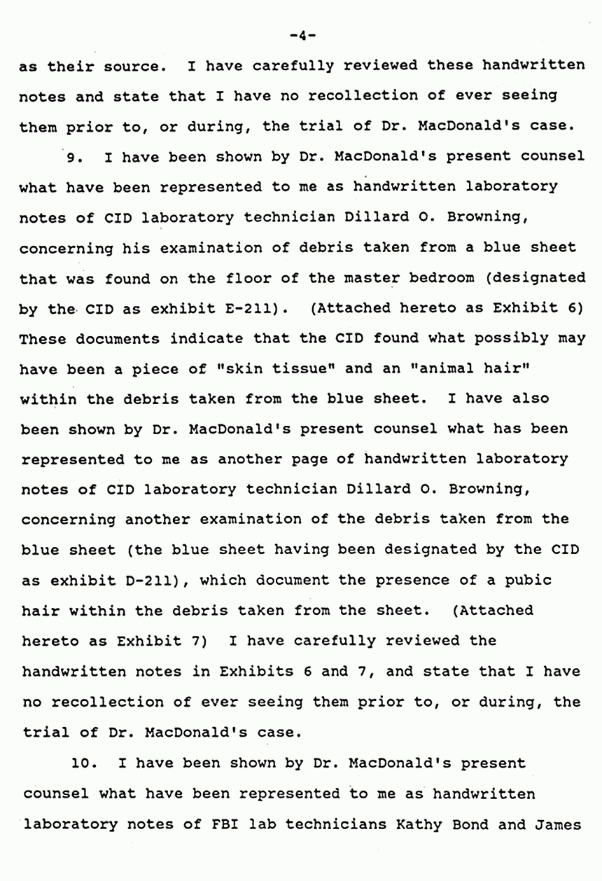 October 15, 1990: Affidavit of Wade Smith re: Lab Notes and Reports, p. 4 of 7