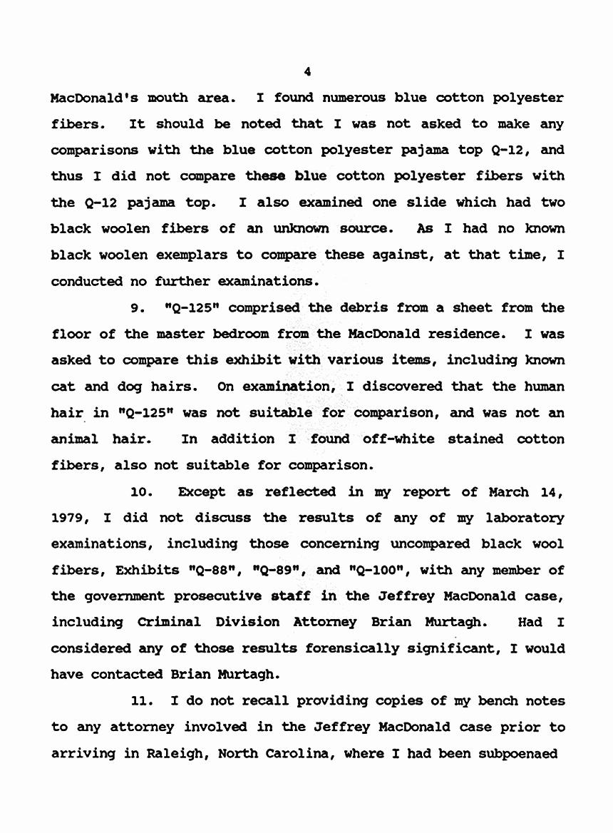 February 8, 1991: Affidavit of James Frier (FBI) re: Examinations of Physical Evidence, p. 4 of 5