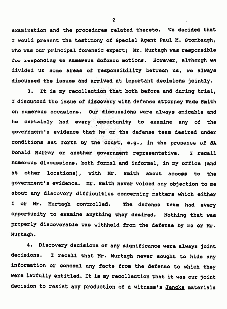 February 18, 1991: Affidavit of James Blackburn re: Chain of Custody and Discovery p. 2 of 3