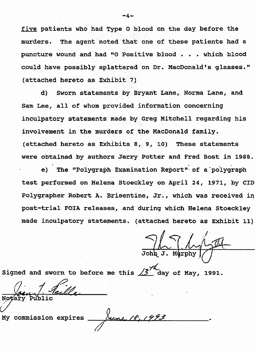 May 13, 1991: Affidavit #2 of John Murphy, p. 4 of 4